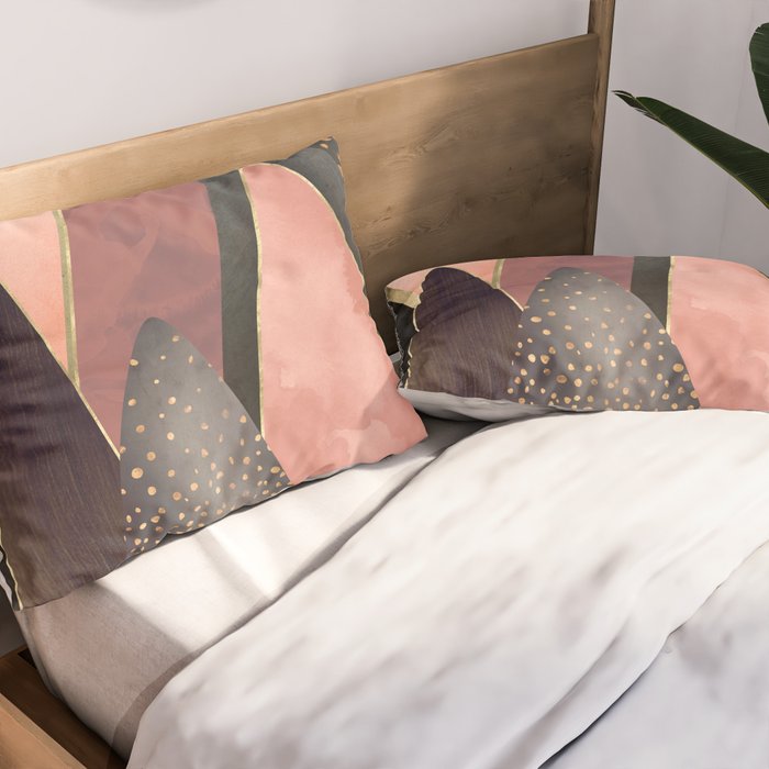 Pink and Gold Peaks Pillow Sham Gallery Image 2