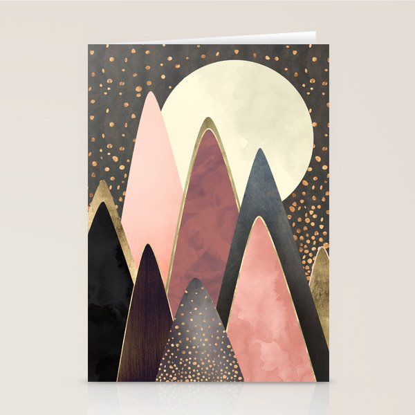 Pink and Gold Peaks Stationery Card Gallery Image 1