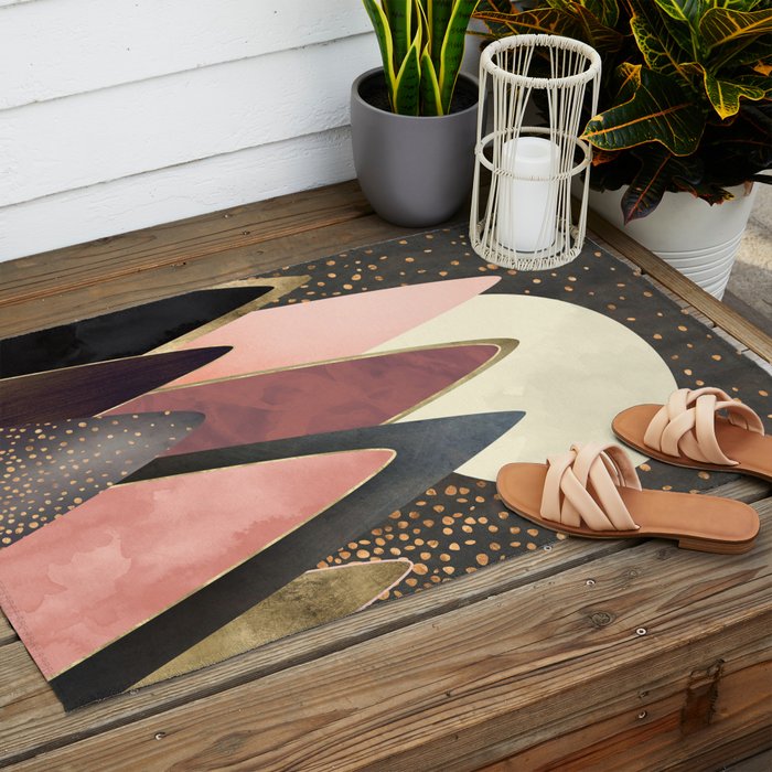 Pink and Gold Peaks Outdoor Rug Gallery Image 2