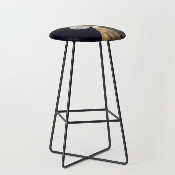 Girl with pearl earring blowing bubble gum Stool Gallery Image 1