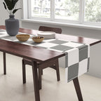 Textured Plaid pattern black and white  Table Runner Gallery Image 2