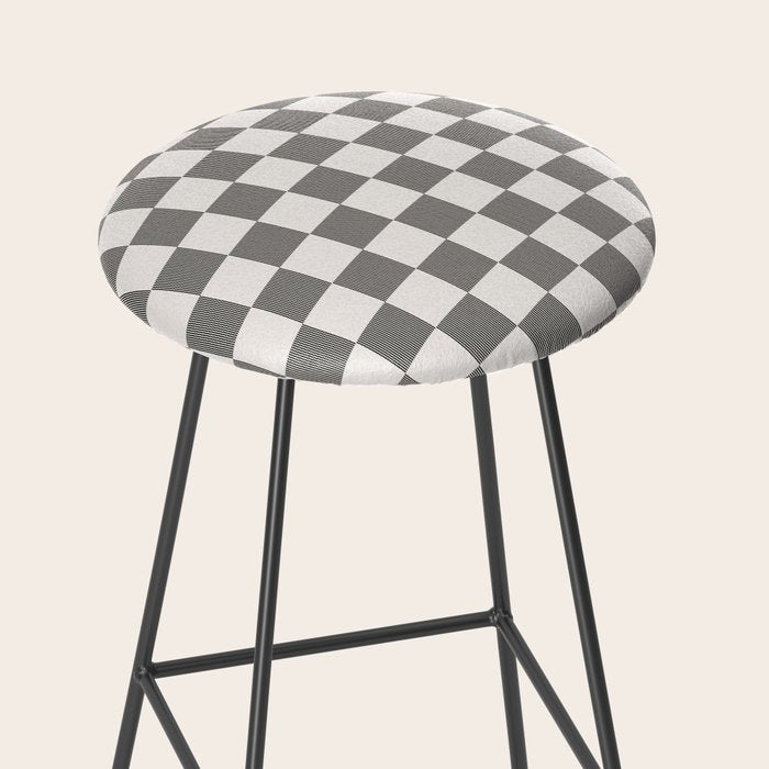 Textured Plaid pattern black and white  Stool Gallery Image 2