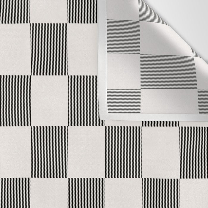 Textured Plaid pattern black and white  Wall Tapestry Gallery Image 3