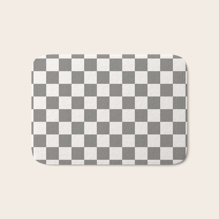 Textured Plaid pattern black and white  Bath Mat Gallery Image 1