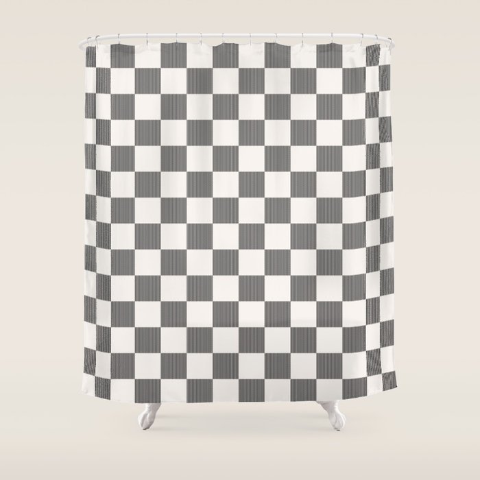 Textured Plaid pattern black and white  Shower Curtain Gallery Image 1