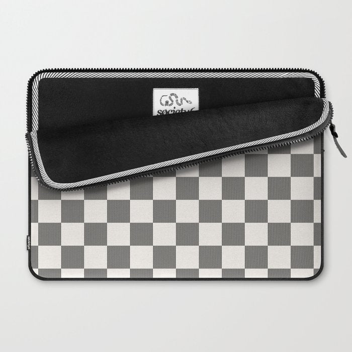 Textured Plaid pattern black and white  Laptop Sleeve Gallery Image 2