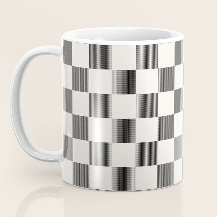Textured Plaid pattern black and white  Coffee Mug Gallery Image 3