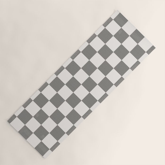 Textured Plaid pattern black and white  Yoga Mat Gallery Image 1