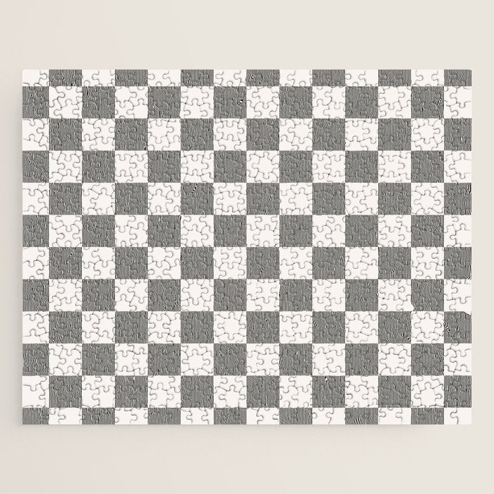 Textured Plaid pattern black and white  Jigsaw Puzzle Gallery Image 1