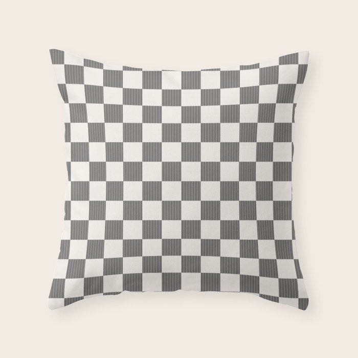 Textured Plaid pattern black and white  Throw Pillow Gallery Image 1