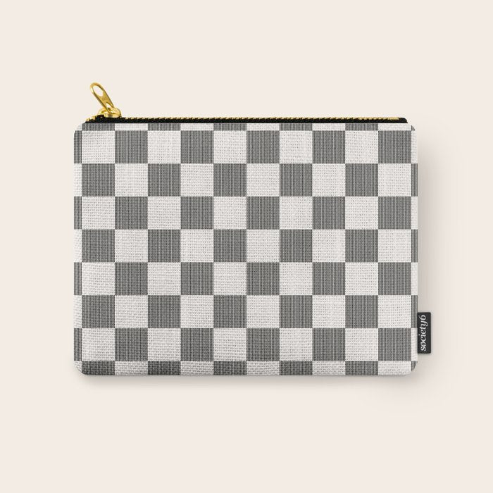 Textured Plaid pattern black and white  Carry All Pouch Gallery Image 1