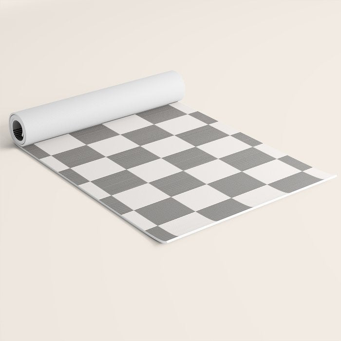 Textured Plaid pattern black and white  Yoga Mat Gallery Image 2