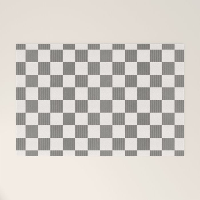 Textured Plaid pattern black and white  Welcome Mat Gallery Image 1