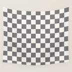 Textured Plaid pattern black and white  Wall Tapestry Gallery Image 4