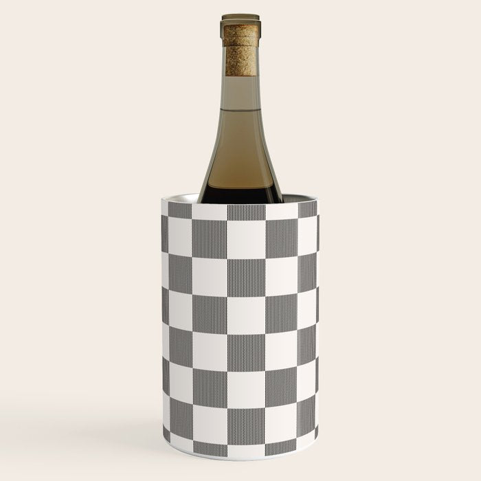 Textured Plaid pattern black and white  Wine Chiller Gallery Image 2