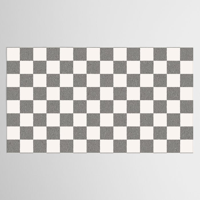 Textured Plaid pattern black and white  Tablecloth Gallery Image 2