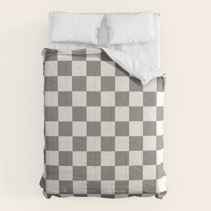 Textured Plaid pattern black and white  Comforter Gallery Image 6