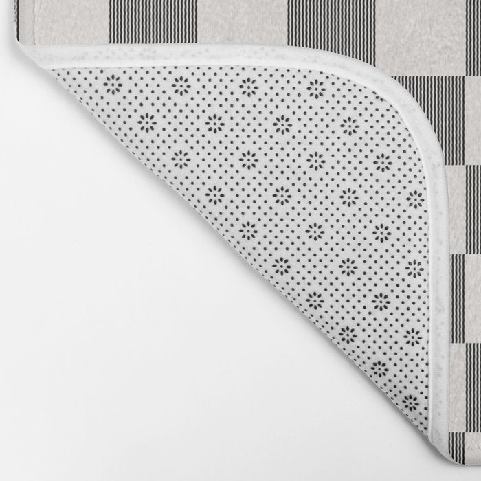 Textured Plaid pattern black and white  Bath Mat Gallery Image 2