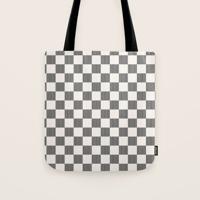 Textured Plaid pattern black and white  Tote Bag Gallery Image 1
