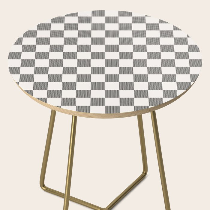 Textured Plaid pattern black and white  Side Table Gallery Image 2