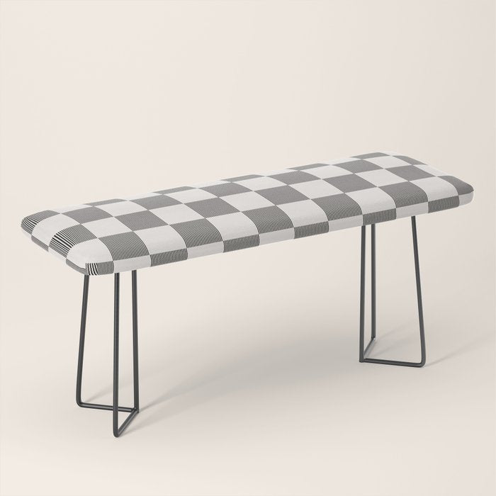 Textured Plaid pattern black and white  Bench Gallery Image 1