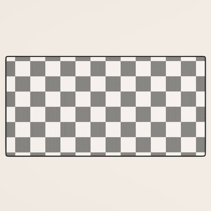 Textured Plaid pattern black and white  Desk Mat Gallery Image 3