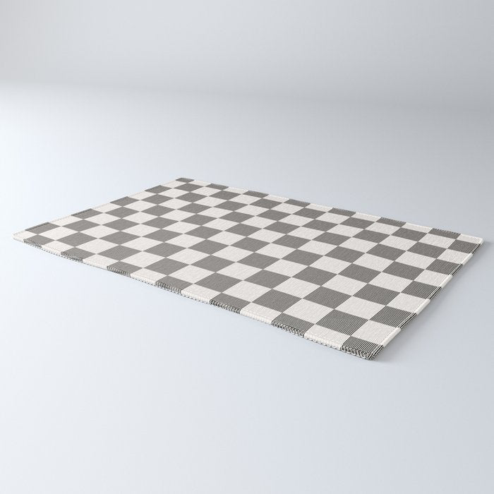 Textured Plaid pattern black and white  Rug Gallery Image 3