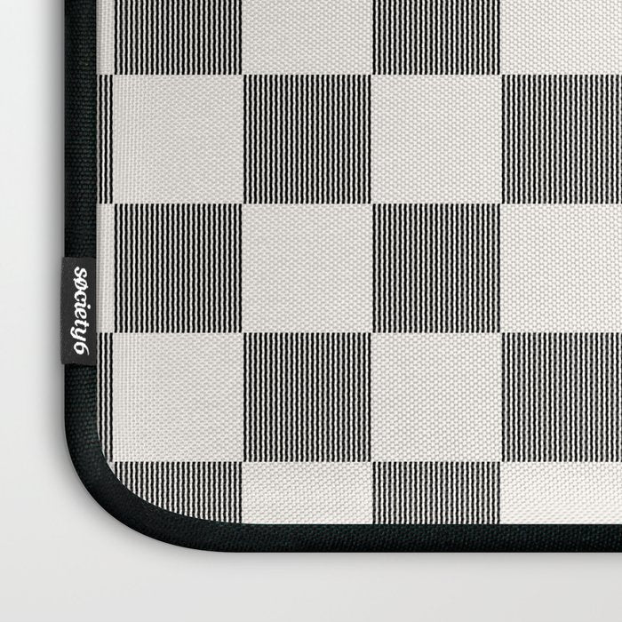 Textured Plaid pattern black and white  Laptop Sleeve Gallery Image 3