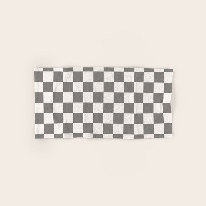 Textured Plaid pattern black and white  Bath Towel Gallery Image 1