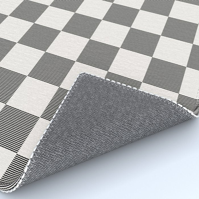 Textured Plaid pattern black and white  Rug Gallery Image 4