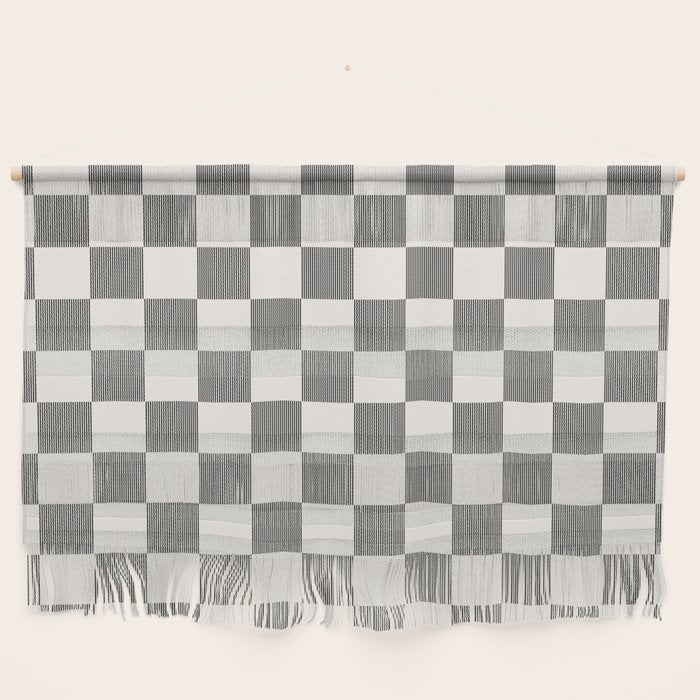 Textured Plaid pattern black and white  Wall Hanging Gallery Image 1