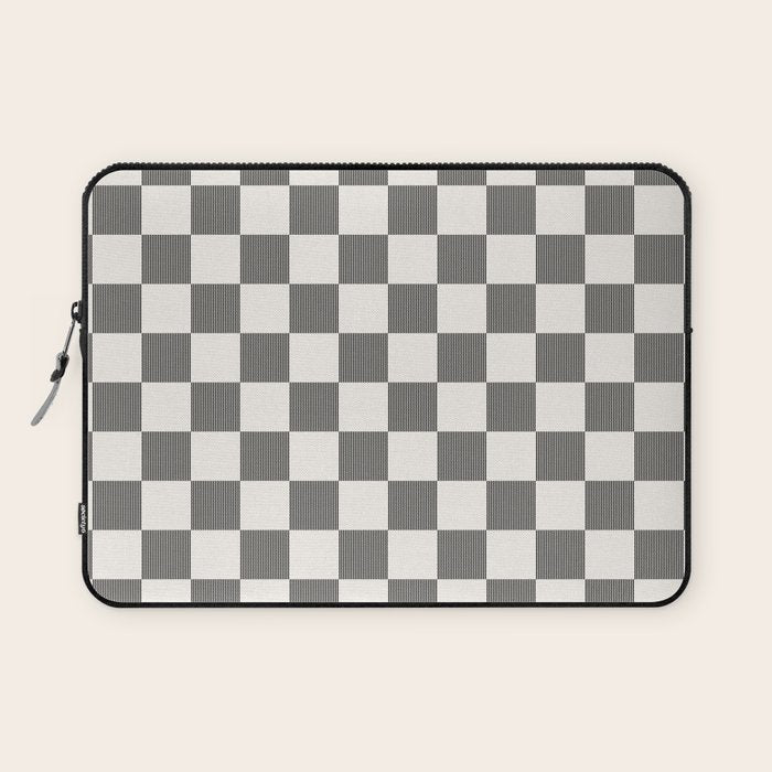 Textured Plaid pattern black and white  Laptop Sleeve Gallery Image 1