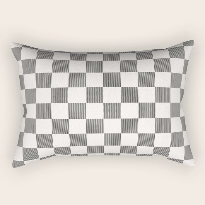 Textured Plaid pattern black and white  Rectangular Pillow Gallery Image 1