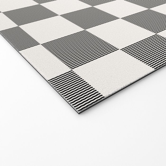 Textured Plaid pattern black and white  Welcome Mat Gallery Image 2