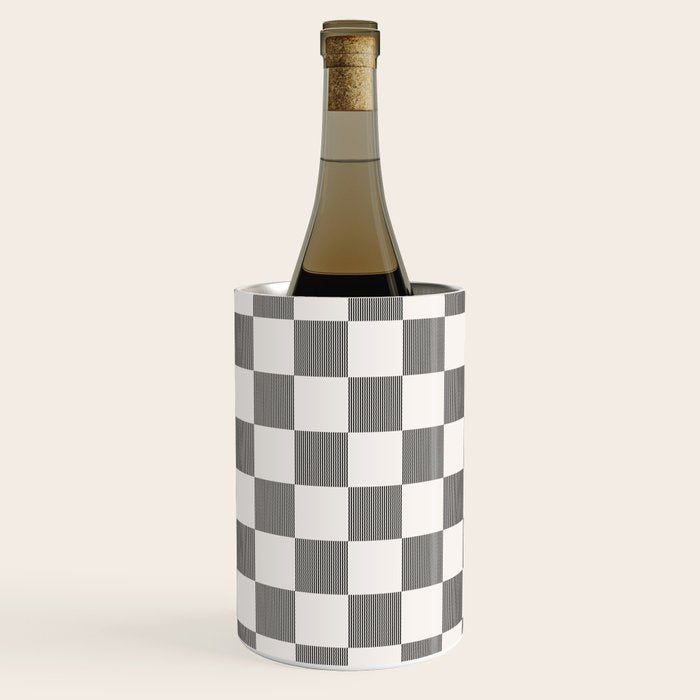 Textured Plaid pattern black and white  Wine Chiller Gallery Image 1