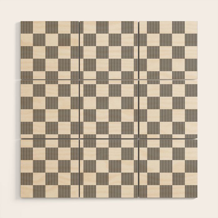 Textured Plaid pattern black and white  Wood Wall Art Gallery Image 1
