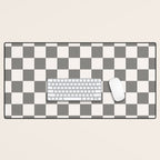 Textured Plaid pattern black and white  Desk Mat Gallery Image 1