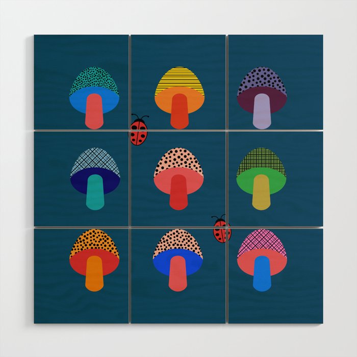 Mod Mushrooms Wood Wall Art Gallery Image 1