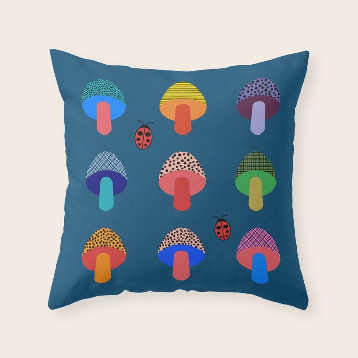 Mod Mushrooms Throw Pillow Gallery Image 1