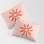 Flower Time Minimalist Floral Pattern in Blush Pink and Coral Pillow Sham Gallery Image 3