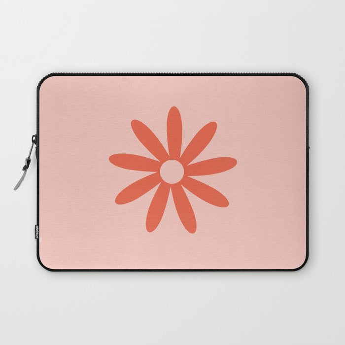Flower Time Minimalist Floral Pattern in Blush Pink and Coral Laptop Sleeve Gallery Image 1