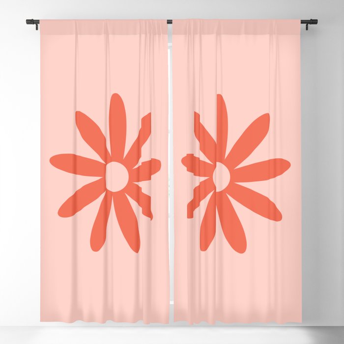 Flower Time Minimalist Floral Pattern in Blush Pink and Coral Window Curtain Gallery Image 1