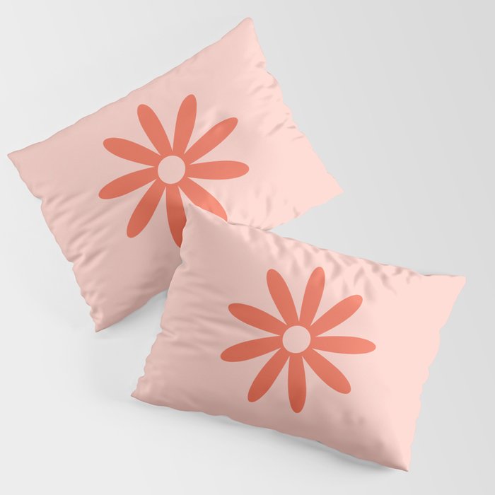 Flower Time Minimalist Floral Pattern in Blush Pink and Coral Pillow Sham Gallery Image 1