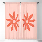 Flower Time Minimalist Floral Pattern in Blush Pink and Coral Window Curtain Gallery Image 5