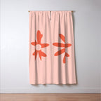 Flower Time Minimalist Floral Pattern in Blush Pink and Coral Window Curtain Gallery Image 3
