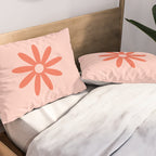 Flower Time Minimalist Floral Pattern in Blush Pink and Coral Pillow Sham Gallery Image 2