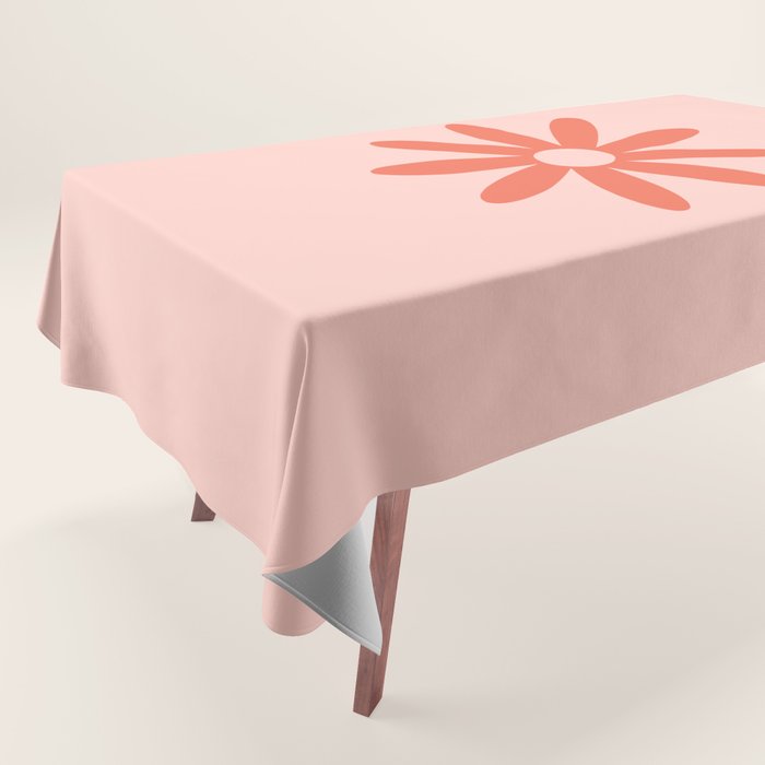 Flower Time Minimalist Floral Pattern in Blush Pink and Coral Tablecloth Gallery Image 1
