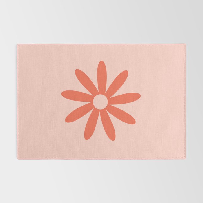 Flower Time Minimalist Floral Pattern in Blush Pink and Coral Rug Gallery Image 2
