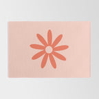 Flower Time Minimalist Floral Pattern in Blush Pink and Coral Rug Gallery Image 2