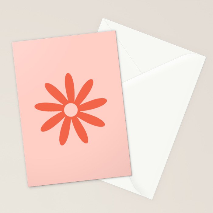 Flower Time Minimalist Floral Pattern in Blush Pink and Coral Stationery Card Gallery Image 2